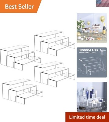 Elegant 12 Pcs Clear Acrylic Risers - 3-Tier Display for Collectibles & Desserts