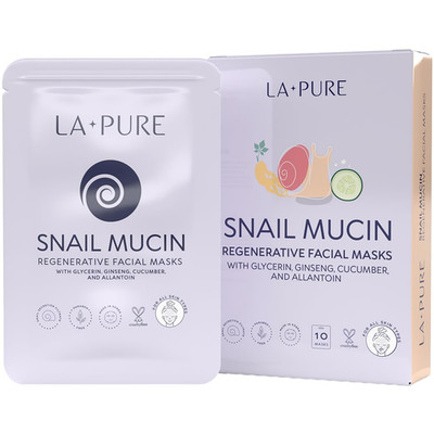 Snail Mucin Mask   10Ct Korean Sheet Mask Pack for Signs of Aging, Aid Skin Repa