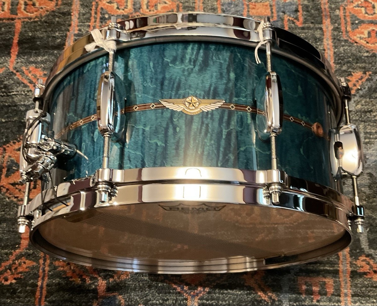Tama Star Maple Snare Drum 14x6.5 Ocean Blue Curly Maple | eBay