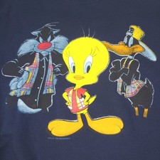 Vintage 1990s Looney Tunes Sweatshirt XL Crew Neck Tweety Sylvester Daffy