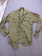 Vintage Boy Scouts Of America Shirt Boys XS Green Twill Button Front Uniform