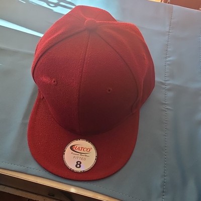 Hatco Red Fitted Baseball Cap Size 8 Men's Solid Casual Spring Summer Fall Hat