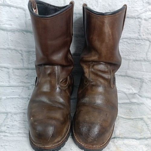 Stivali Red Wing punta acciaio ASTM F 2413-11 taglia 10 E2 pelle marrone PECOS pull on S7 - Foto 4 di 10
