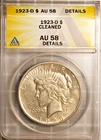 1923-D Silver $1 Peace Dollar AU 58 Details ANACS # 7490209 + Bonus