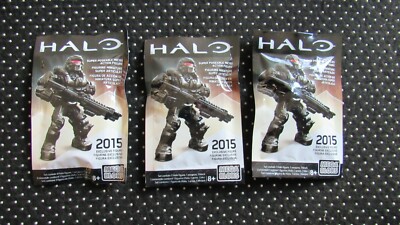 LOT OF 3 Halo Mega bloks Super Poseable Mini Micro Action Figure 2015 Exclusive 