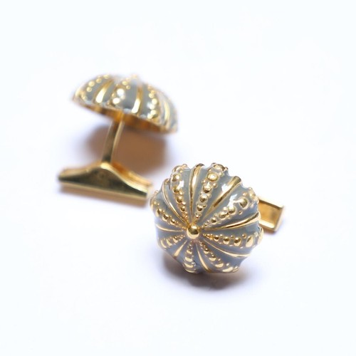 925 Sterling Silver Vintage Umbrella Gray Enamel Gold Plated Wedding Cufflink