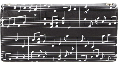 Bolso sin asas de cuero sintético negro sinfonía para piano para damas jóvenes Cartera Cartera - Imagen 3 de 3