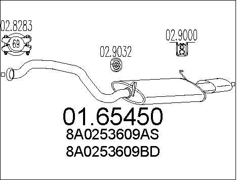 Silencieux arrière Audi 80 B4 essence 2.0E et 1.6 pot d'échappement de remplacement