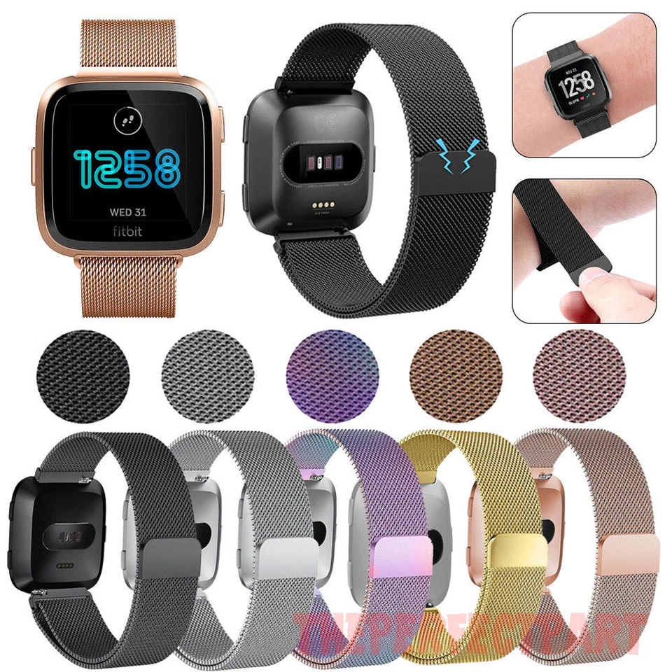 For Fitbit Versa 1 2/Lite Metal Milanese Magnetic Loop Strap Steel Wrist Band - Image 2 of 4
