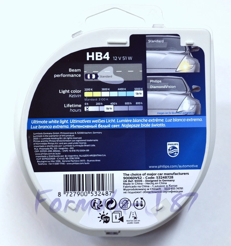 Philips Diamond White 5000K 9006 51W Two Bulbs Head Light Low Beam Replace - Image 3 of 4