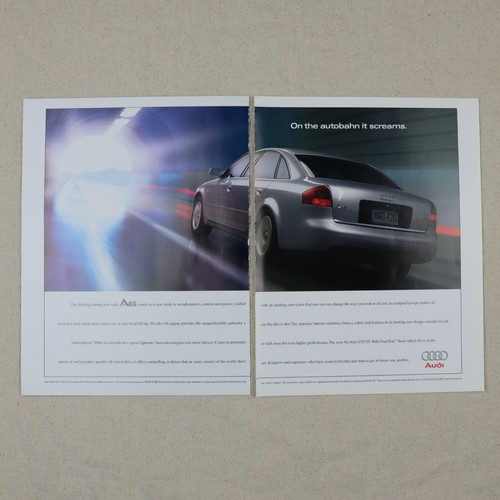 1997 Audi A6 Car Print Ad Paper Magazine Clipping Autobahn 2 Page Vintage 90s - Picture 5 of 5