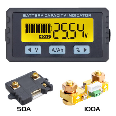 TY23 Li-ion Lifepo4 Coulometer 8V-120V  50A 100A Battery Capacity Indicator