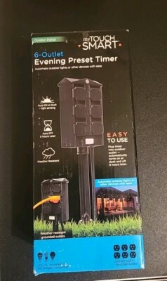 MY TOUCH SMART 6-Outlet Automatic Pre-Set Timer w/Photocell - 41295 - NEW