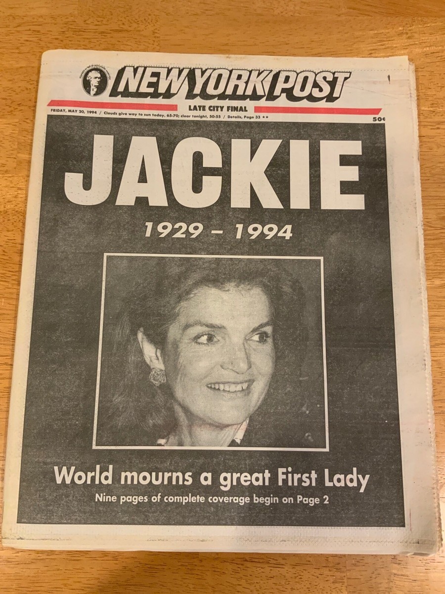 New York Post - Jacqueline Kennedy Onassis - May 20, 1994 | eBay