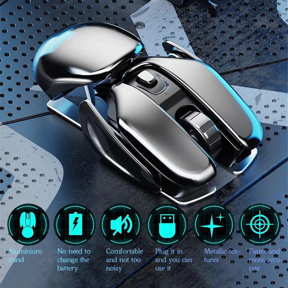 New 2.4GHz Metallic Ergonomic Silent Multipurpose Rechargeable Wireless Mouse - Image 3 of 4
