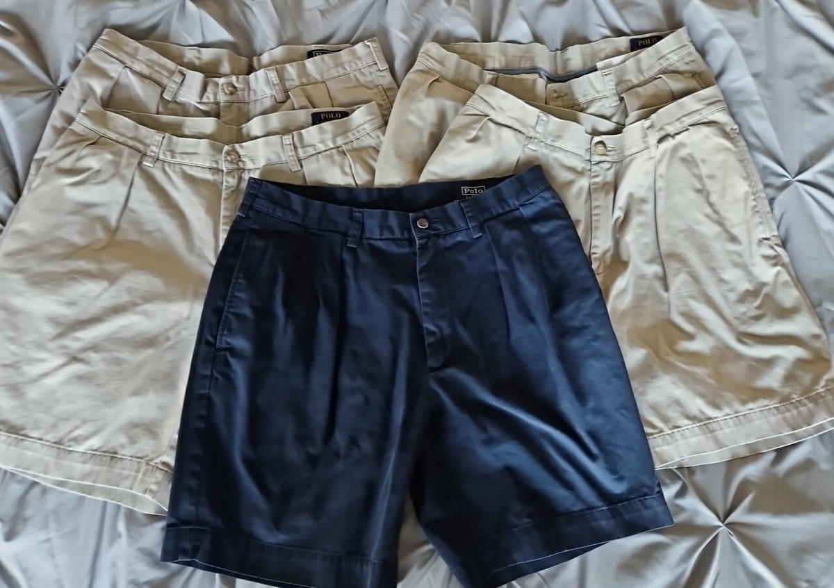 Polo Ralph Lauren Shorts 34 Mens Beige Navy Chino Classic Fit