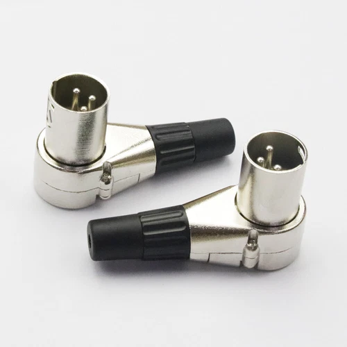 2x Adjustable Right Angle 3 Pin XLR Male Connectors Pro Audio 7 Position Plugs - Picture 1 of 7