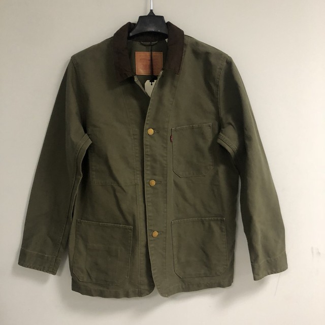 Levi's Engineers Men's Chore Coat Corduroy Collar Olive Green Large NWT