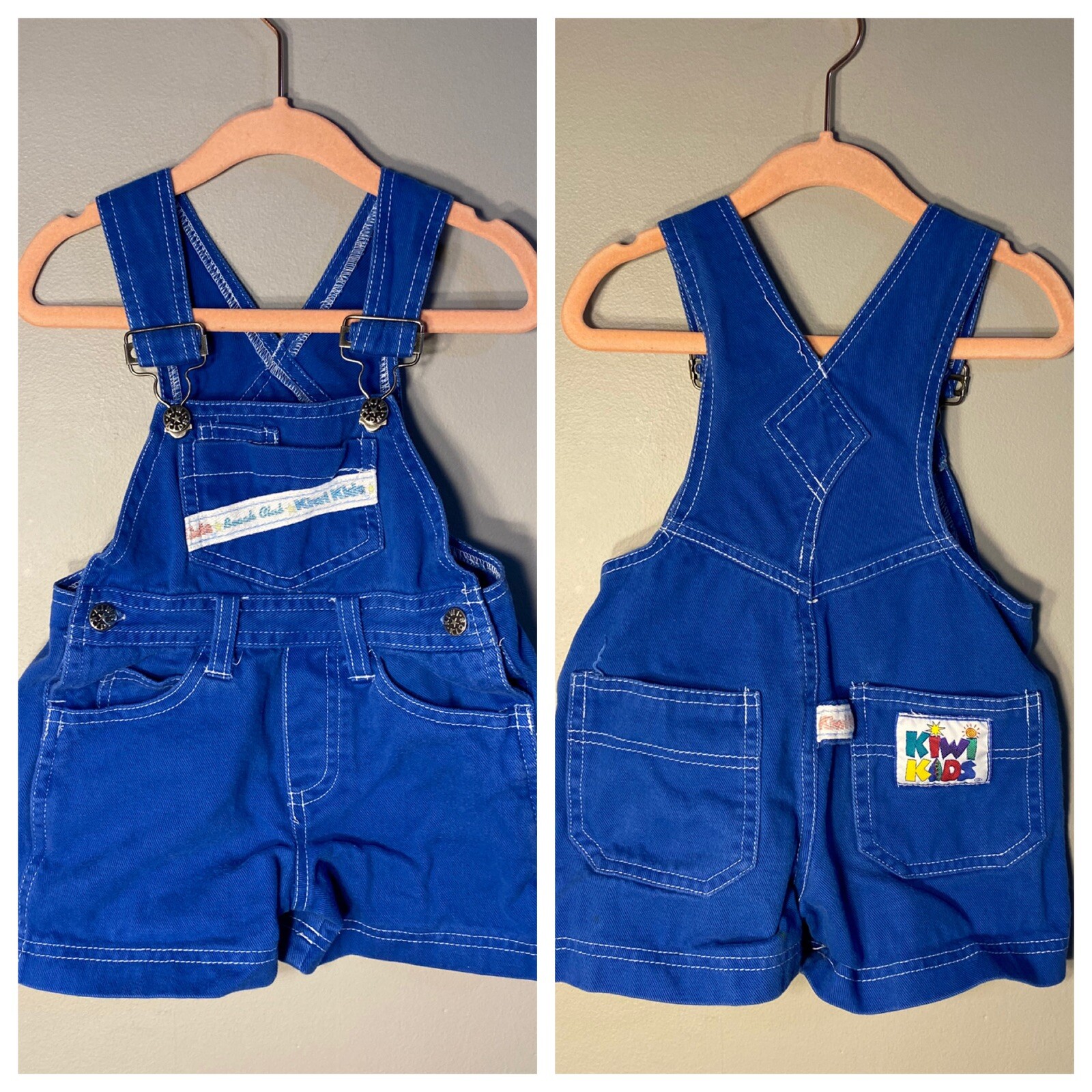 Vintage Kiwi Kids Toddler Denim Overalls Blue Jean Sh… Gem