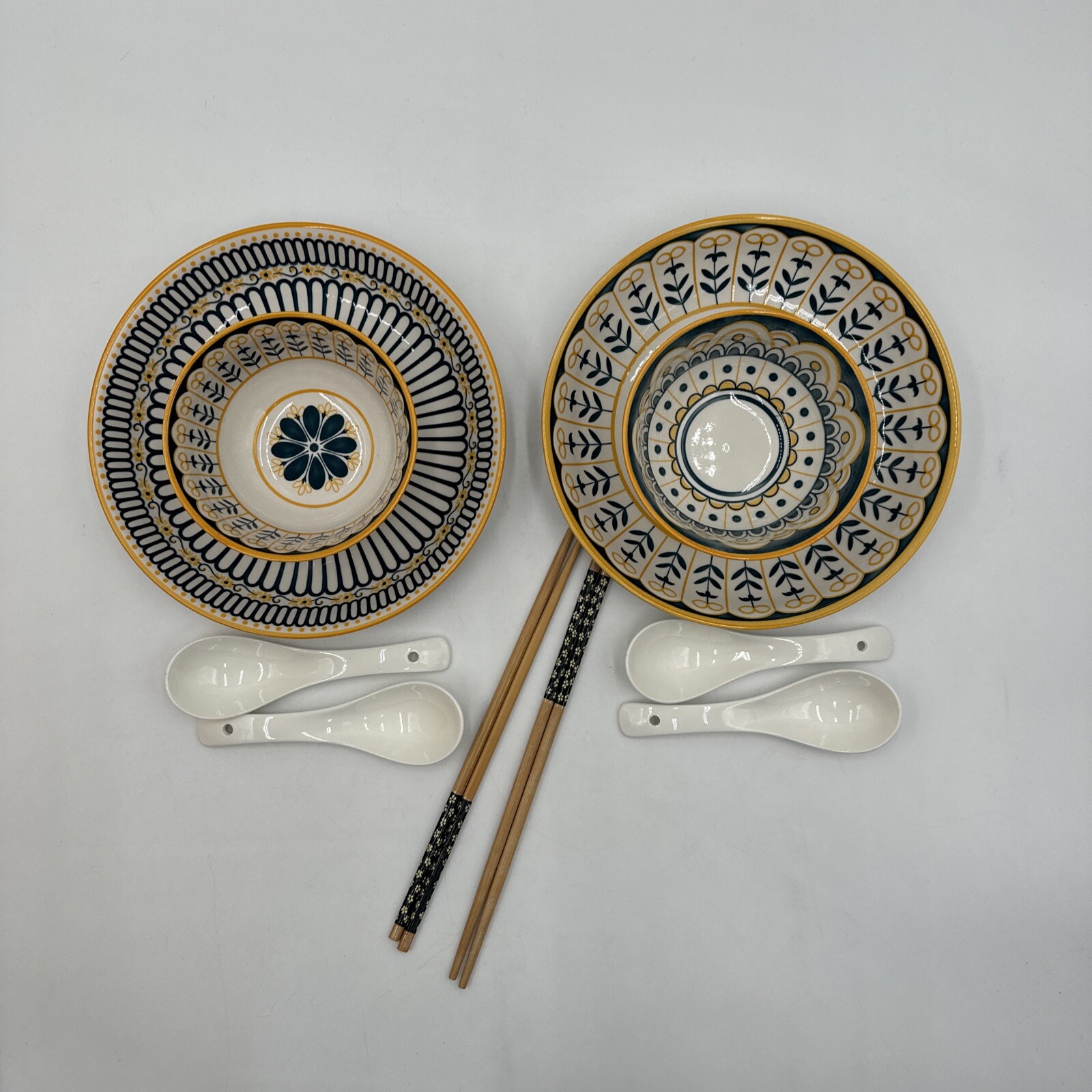 Of 12 Ceramic Dinner Set/tableware New Without Box Blue And 