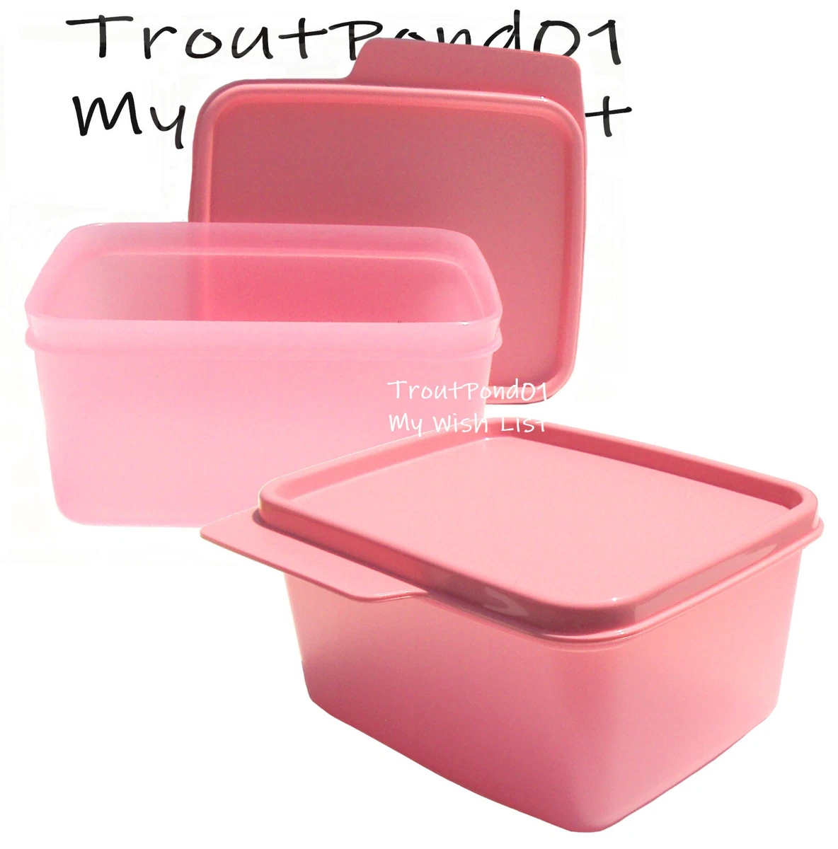 Tupperware Keep Tabs Nesting Stacking Square Storage Containers Set 2 Pink  2 c