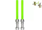LEGO Star Wars Trans-Green Lightsaber x2 Metallic Silver Hilt Qui-Gon Jinn Yoda