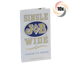 10x Packs JOB White Single Wide | 32 Rolling Papers Per Pack | Slow Burning!