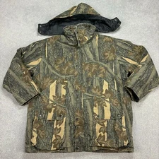 RealTree Jacket Adult Large Brown Workwear Canvas Hunting Hood Lined Coat Men
