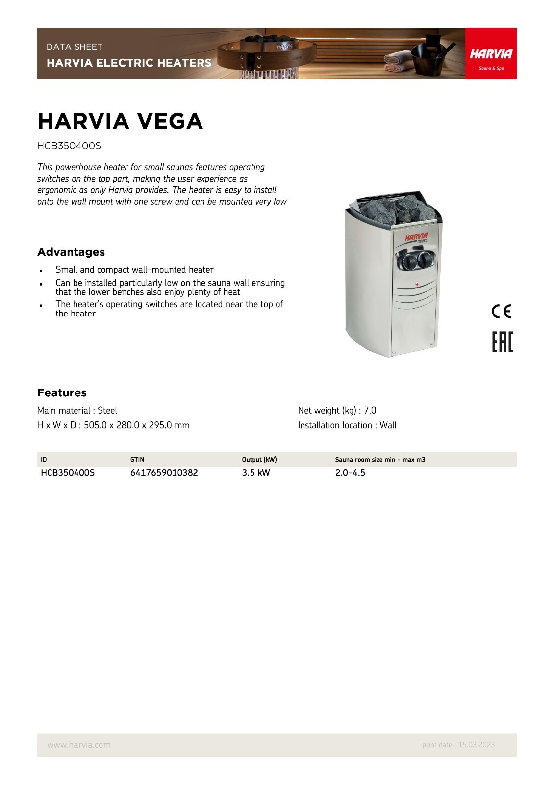 Sauna Heater Electric Stove HARVIA Vega Compact 3.5 kW with Stones | eBay