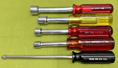 Lot of 5, Assortment of Nut Drivers, Mixed, USA brands