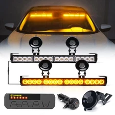 Dual LED Roof Windshield Strobe Light Interior Emergency Warning Hazard Amber