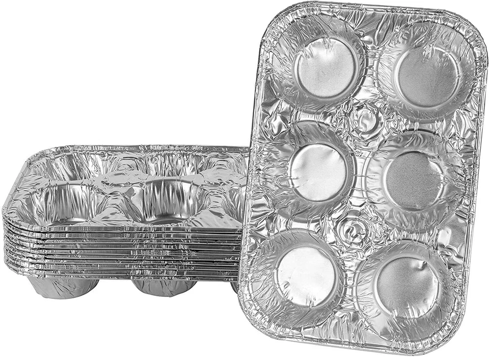 Aluminum Foil Muffin Pans Reusable and Disposable, Holds 6 Cupcakes / Muffins - Image 3 of 4