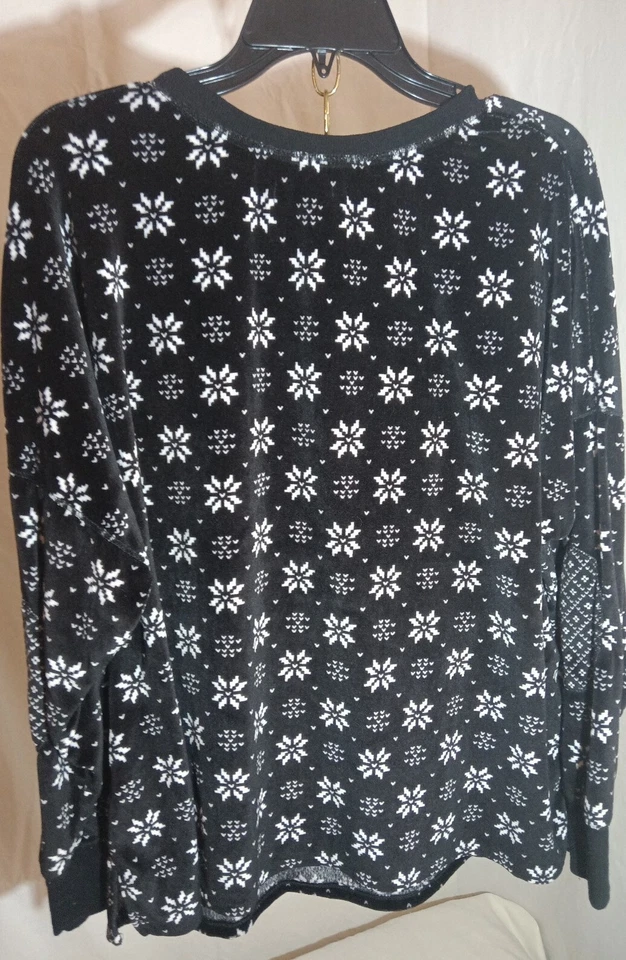 Womens Simply Vera Wang Soft Fleece Gray Black White Sleepwear Lounge Top SZ 1X - Image 2 of 4