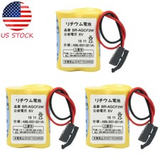 3X BR-AGCF2W 6V 2200mAh PLC Fanuc System Battery A98L-0031-0011 w Black Plug