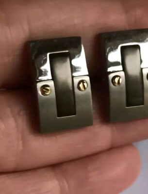 Dolan Bullock Cufflinks 18K Gold & TITANIUM ATHENS Links Set
