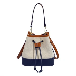 Mesdames PU Sac à main en cuir Grande capacité cordon de serrage Sac à épaule Casual