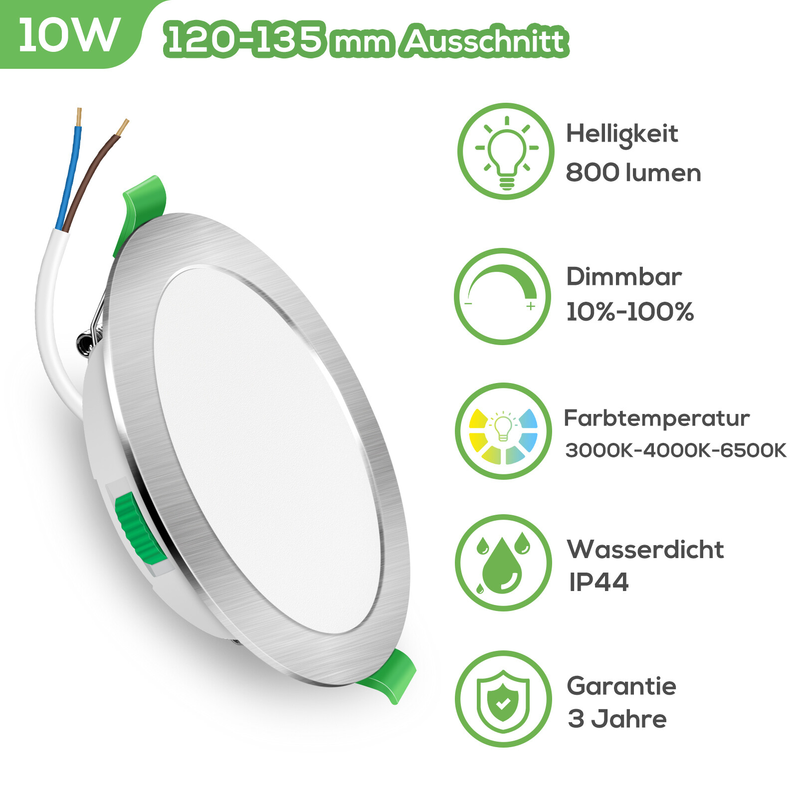 LED Deckenventilator Panel - 15W Dimmbar Mit 3 Farbtemperaturen