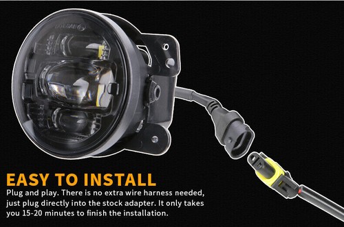7" Round LED Headlights + 4" Fog Lights Combo Kit For Jeep Wrangler JK 2007-17+ - Picture 9 of 9