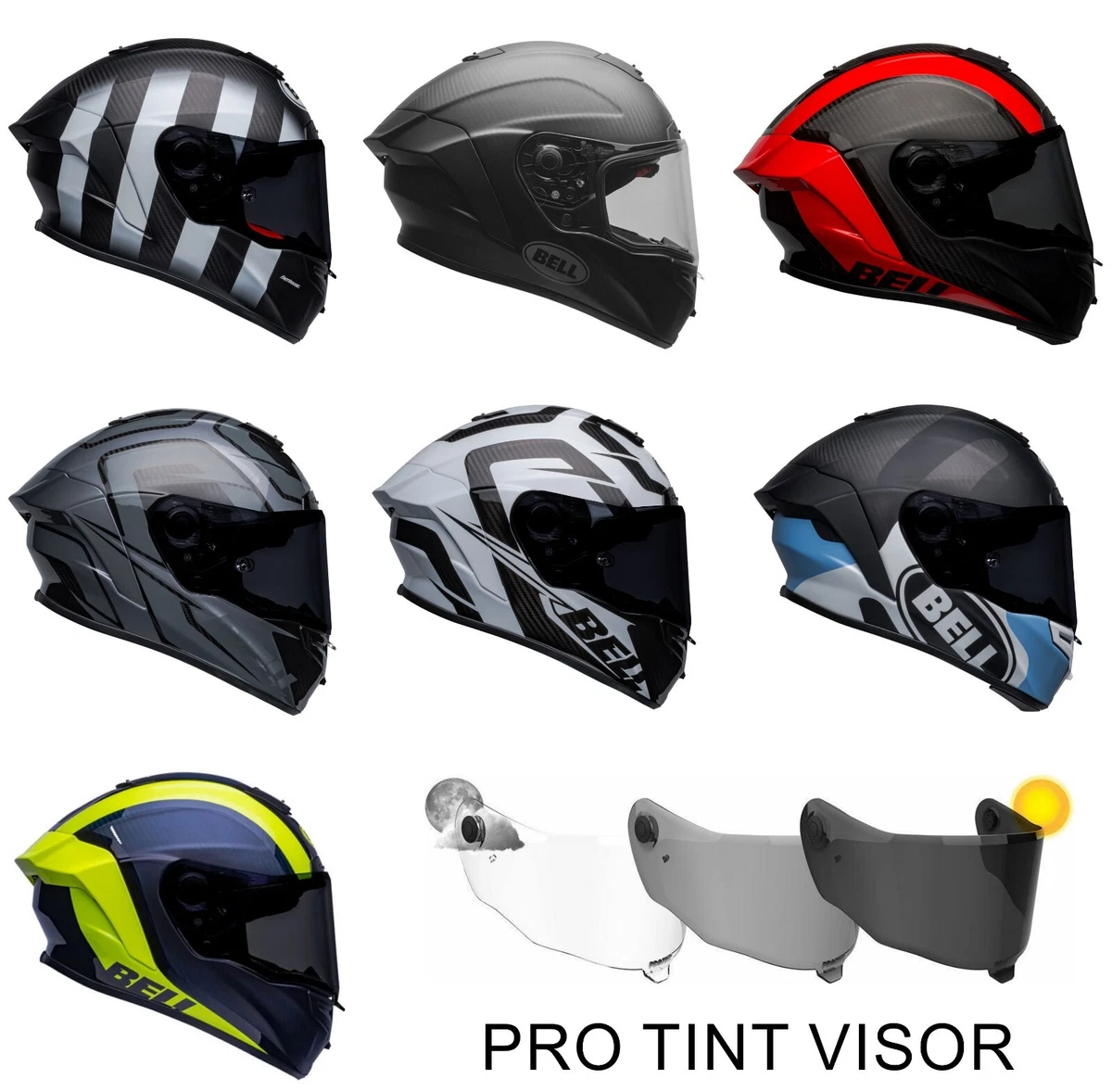 Bell 2023 RACE STAR Flex DLX with PROTINT Self Tinting Visor Motorbike Helmet