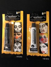 Deluxe White Black 1 Ounce Tubes Halloween Costume Cream Make-Up