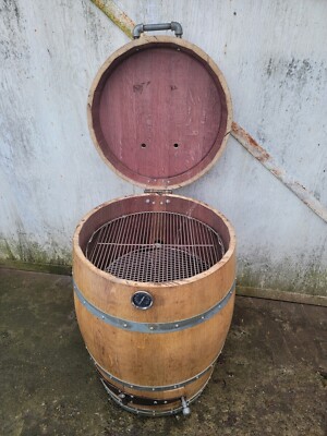 Beautiful Custom Oak Wine Barrel Smoker BBQ 