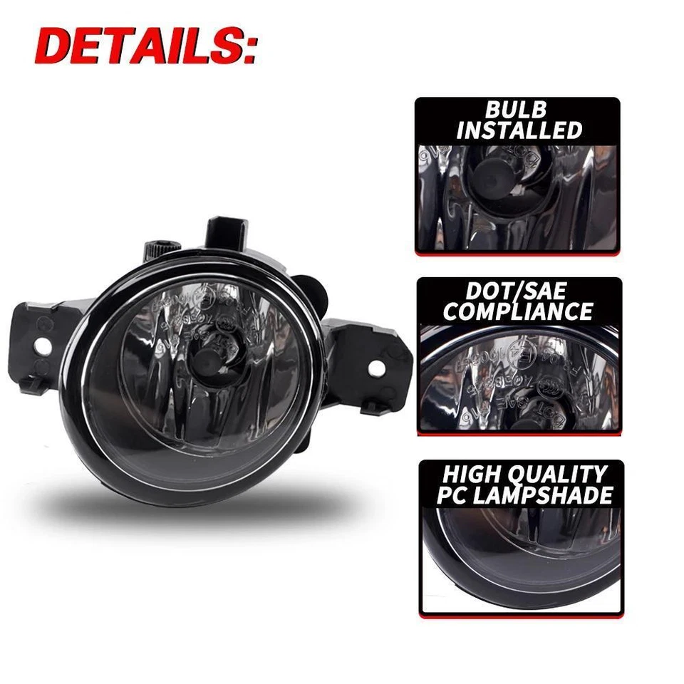2Pcs Front Fog Lights Assembly w/ Clear Lens Grills Bumper For Nissan ALMERA Foto 3 de 4