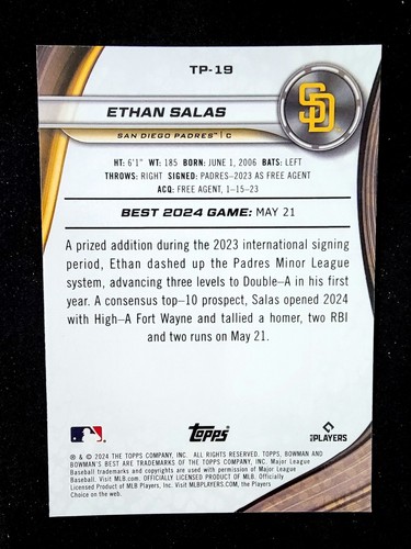 2024 Bowman's Best #TP-19 Ethan Salas Prospects - Picture 2 of 2