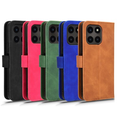 Shockproof Flip PU Leather Wallet Stand TPU Case For HONOR X6A Screen Protector