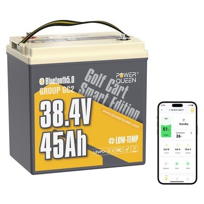 Power Queen 36V 45Ah Smart LiFePO4 Lithium Battery 90A BMS for Trolling Motor