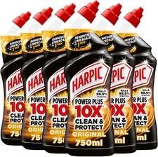 6 x Harpic Power Plus Max Disinfectant Toilet Cleaner Limescale Removal 750ml 4.29 per litre