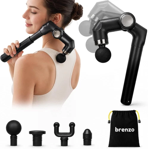 Deep Tissue Massage Gun, Cordless Percussion Muscle Massager with Extended Handl