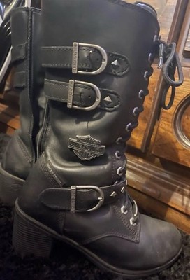 Harley-Davidson Black Leather Boots Lace-Up #81608 Adult Size 6.5