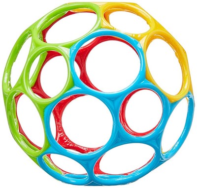 Oball Classic BPA-Free Infant Toy Ball for Newborns 4'' Red, Yellow, Green, Blue