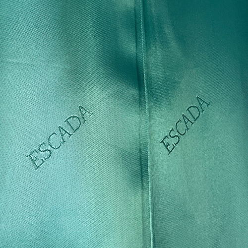 ESCADA Margaretha Ley Size 42/12 Turquoise Teal Wool Silk Double Breasted Blazer - Picture 6 of 11